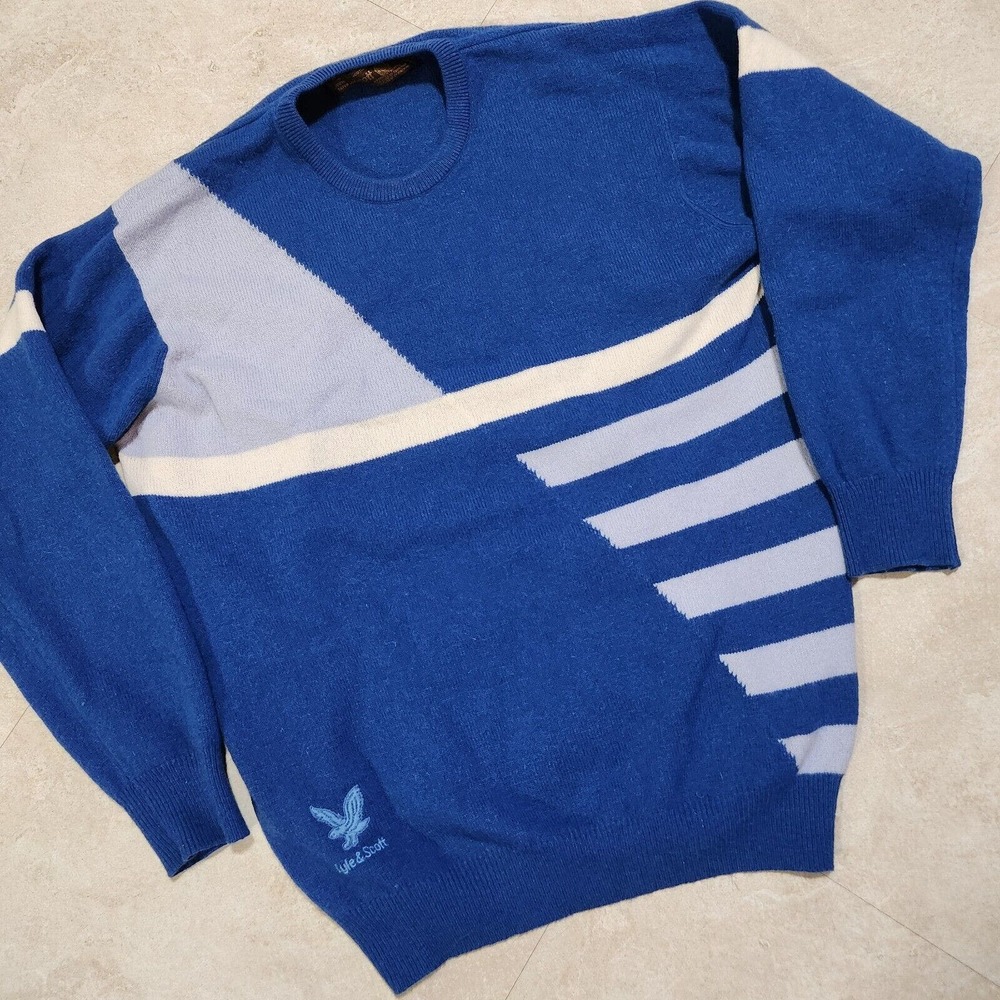 VTG Lyle & Scott Mens M/L Medium Large Super Lambswool Knit Crewneck Sweater